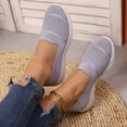 thumbnail image 4 of Fashion Breathable Sneaker Mesh Slip On Walking Shoes Arch Support Solid Color Grey, 4 of 8