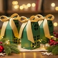 thumbnail image 5 of allydrew Festive Christmas House Shaped Gift Boxes with Ribbons for Weddings, Housewarming, Cookies, Candies, Treats, Party Favors (Set of 10), Green, 5 of 6