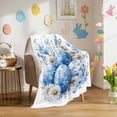 thumbnail image 3 of Throw Blanket Fleece Throw Blanket 50x80in, Spring Easter Blue White Egg Soft Lightweight Bed Blankets Country Daisy Floral Art Fuzzy Couch Blankets for All Season, 3 of 9