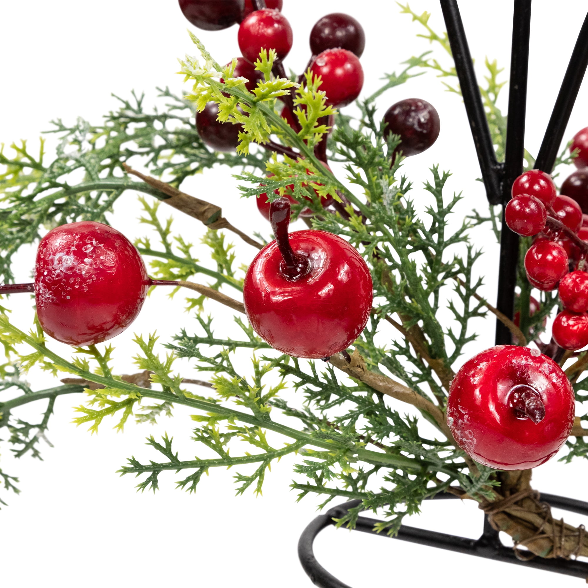 Northlight Apples and Berries Christmas Pillar Candle Holder - 10" - Green and Red