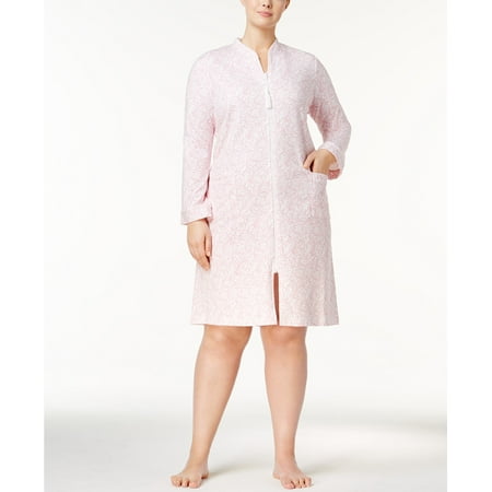 Miss Elaine-Short Paisley-Print Robe-Plus-2x-Pink Neutral