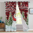 thumbnail image 2 of Goory Xmas Christmas Curtains Grommet Window Curtain Blackout Plaid Drapes 2Pcs Bedroom Long Home Decor High Precision Tree Printed Kitchen Red White W:52''x H:72'' *2Pcs, 2 of 3