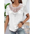 thumbnail image 6 of Women'S Short Sleeve Tunic Tank Tops Casual Lace Shirt Blouses White L, 6 of 9