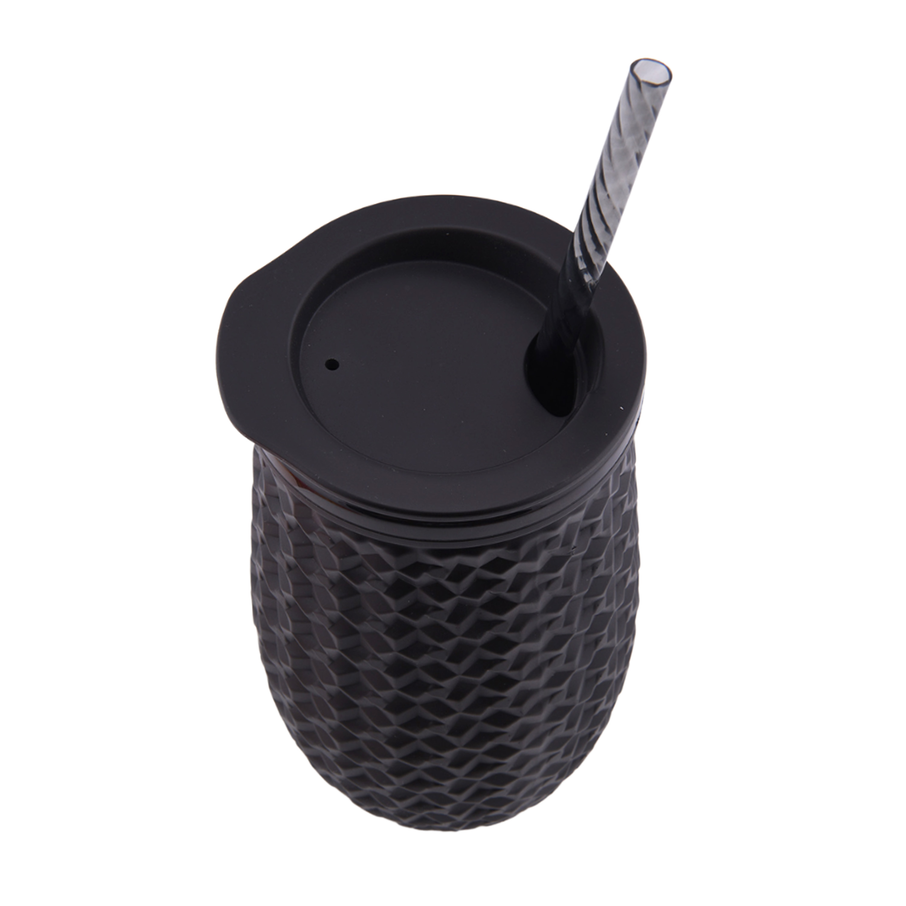 Mainstays 4-Pack 16-Ounce Plastic Stemless Wine Tumbler With Straw, Matte Black