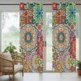 thumbnail image 5 of Outdoor Curtains for Patio Waterproof, Colorful Ethnic Outdoor Privacy Panels Grommet, National Modern Geometric Blue Green Blackout Outside Curtains for Porch/Cabana/Pergola/Gazebo 54"x95", 2 Panels, 5 of 8