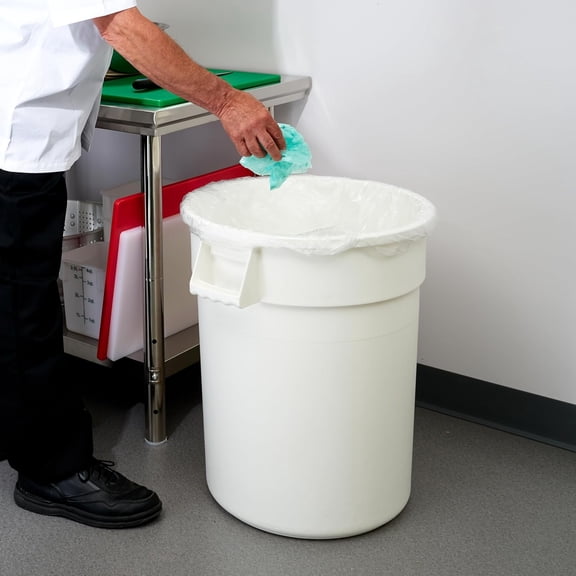 Heavy-Duty Round Waste Container/Trash Can, 20 Gallon, White