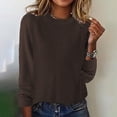 thumbnail image 2 of WTXUE Chandail Col Rond Chandail en Molleton Crochet Chandails Couleur Unie Ample Chandail pour Femmes Printemps Automne Veste à Capuche Ouverte Chandail Surdimensionné Chandail en Molleton Femmes Chandails d'Automne Café S, 2 of 3