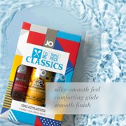 System JO Tri-Me Triple Pack Classics - JOs All-in-One Massage Glide Plus JO’s Classic H20 Lube and Juicy Pineapple Lubricant - 3 Bottles - 1 Ounce / 30 ML. Each