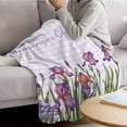 thumbnail image 3 of Purple Floral Spring Blanket Soft Cozy Warm Throw Blanket for Couch, Plush Fuzzy Flannel Fleece Blankets for Sofa, Lavender Buffalo Plaid Botanical Bed Blankets Lightweight Gifts for Women, 40"x50", 3 of 9