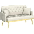 thumbnail image 5 of Timbernest Velvet Tufted Loveseat Sofa, Living Room Upholstered Sofa, Beige, 5 of 9