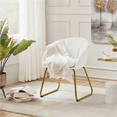 thumbnail image 3 of Alden Design Flower Shape Velvet Accent Chair with Golden Metal Legs for Livingroom, White, 3 of 12