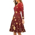 thumbnail image 2 of Renewold Comfy Women Dresses for Special Occasions Valentine's Day Gifts Gold Hearts Long Sleeve Knee Length Jumpskirt Size 3XL Elastic High Waistline Red Skater Dress, 2 of 7