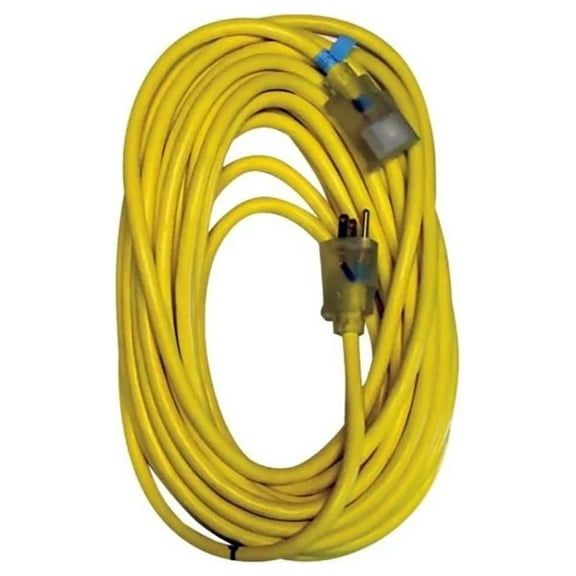 Outdoor Extension Cord, 100 Ft, 12 gauge 3 prong, Heavy Duty, SJTW Cord, Yellow, 2589 100 Foot