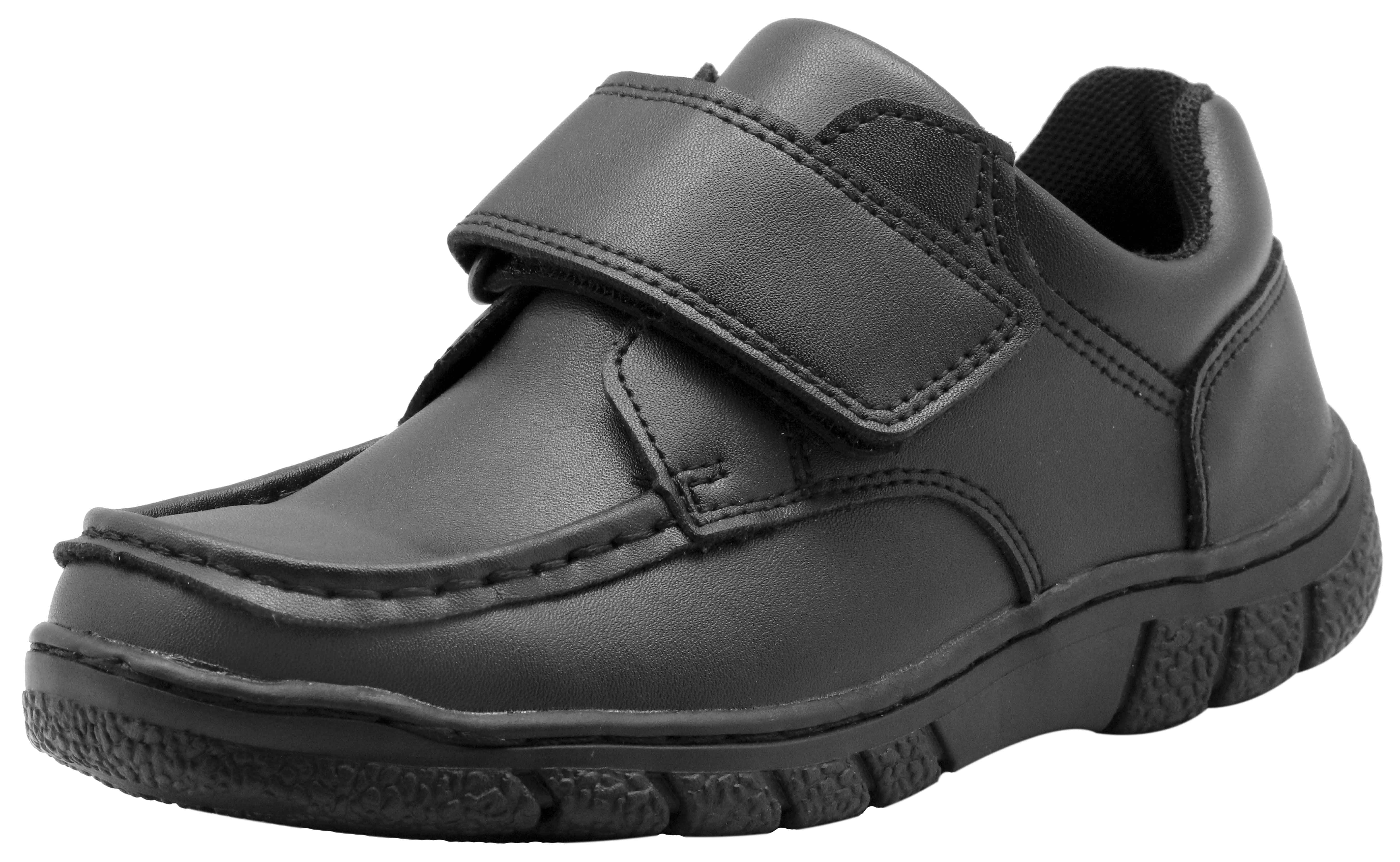 Loafer Flats Boys' Shoes BECKETT Boys Black Riptape Coated Leather Shoe ...