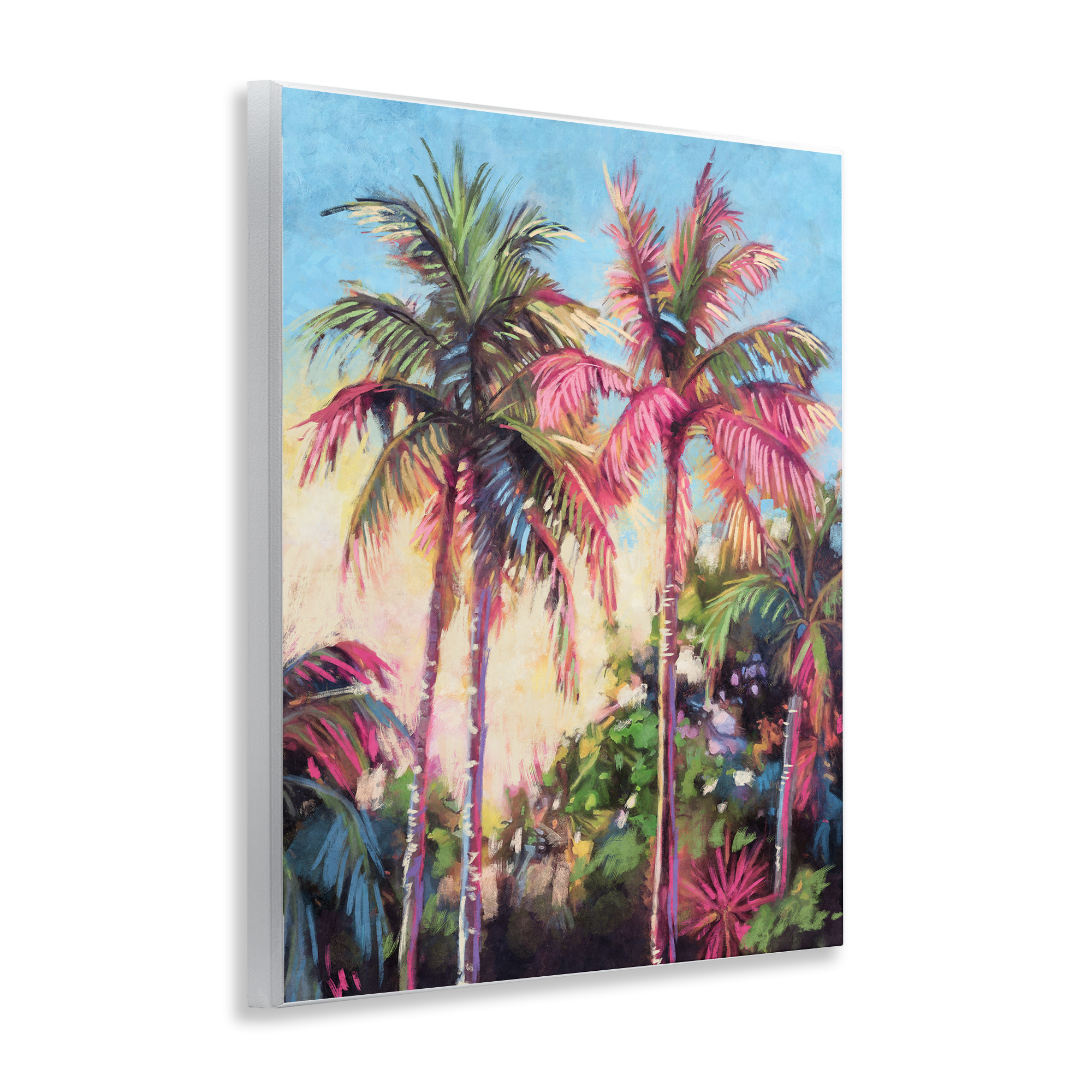 Stupell Industries Tropical Palms Pink Details Landscape & Nature Painting Unframed Art Print Wall Art, 11 x 14
