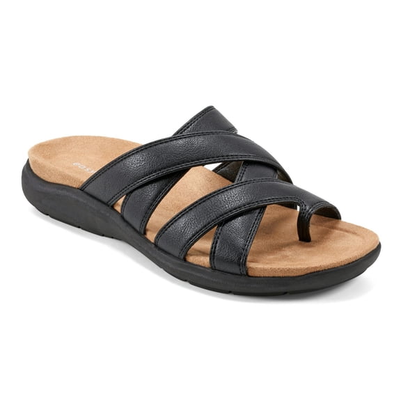 Easy Spirit Women's Westly Strappy Toe Loop Slide Sandals Color: Black Size: 8