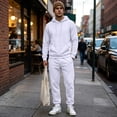 thumbnail image 7 of Hearthz Fleece Sweatsuits for Men 2 Piece Tracksuit Long Sleeve Drawstring Fuzzy Jogging Suit Hooded Set Athletic Men Sweatsuits White XXXL, 7 of 7