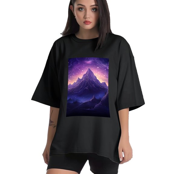 Plus Size Shirt for Women Black Tops for Women Short Sleeves Shirt for Women Mountain T Shirt Crewneck Shirt for Women XS