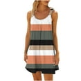 thumbnail image 2 of Summer Saving Wycnly Womens Dresses Sleeveless Round Neck Striped Print Mini Summer Dress Loose Flowy Swing Casual T Shirt Tank Dresses Multicolor Up to 65% off, 2 of 5
