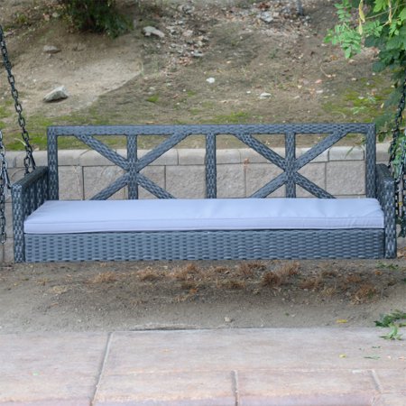 Black 66 5 Patio Porch Swing Chair Bench Resin Wicker Tree Black 66 5 Patio Porch Swing Chair Bench Resin Wicker Tree Ceiling Hanger Hanging W Chains