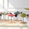 thumbnail image 5 of Necvior Mediterranean Wooden Fish Ornament with Stand Base Colorful Seafish Decoration, 5 of 19