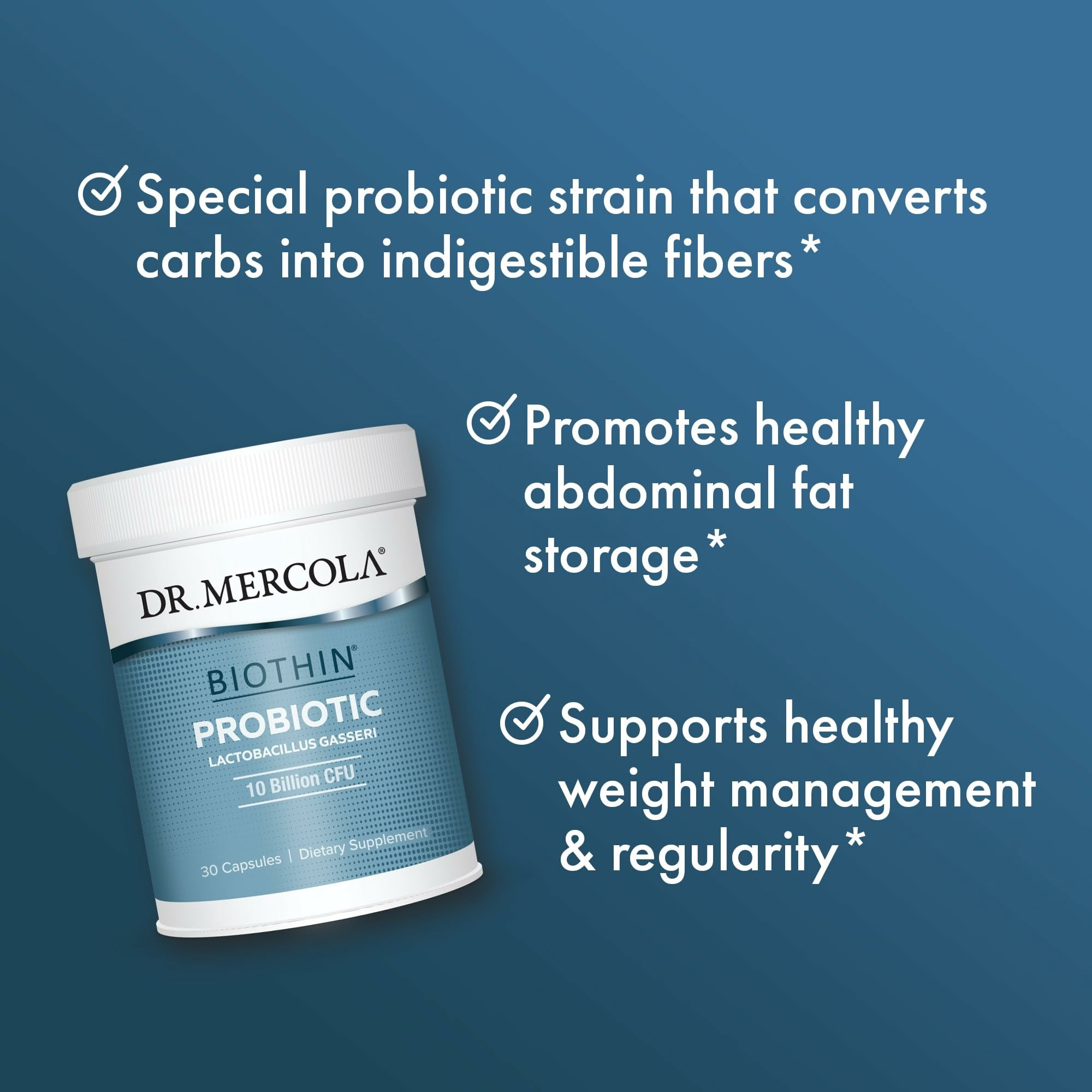 Dr. Mercola Biothin Probiotic - Digestive Health Supplement - Supports Healthy Metabolism - GMO-Free, Gluten-Free & Soy-Free - 90 Delayed-Release Capsules (90 Servings)