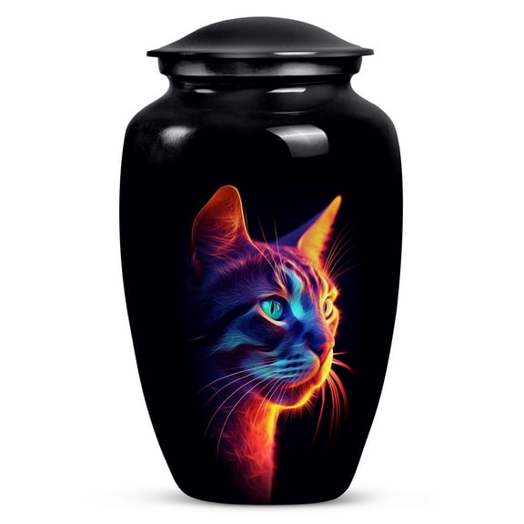 Glowing Cat Urns For Ashes Adult Male - Funeral Cremation Urns For Ashes - Large Urns For Human Ashes Adult Male - Urns For Human Ashes Adult Male & Female Up to 200 Cubic inch (Size -10inch)