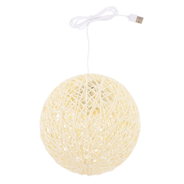 GOOHOCHY 1 unid lámpara de bola creativa de ratán lámpara de escritorio tejido de escritorio lámpara de escritorio decoración beige