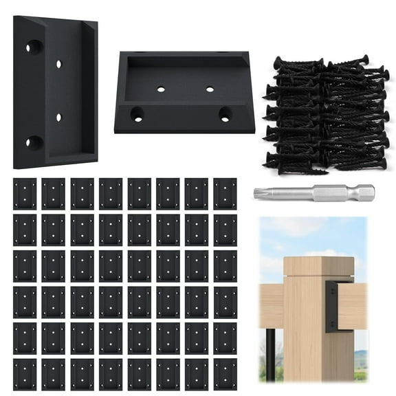 50Pcs Deck Railing Brackets Connectors Rail Support Kit for 2x4 (1.5"×3.5") Wood Post Deck Rail Bracket with 308pcs Screws for Wooden Stair Fence Cable Railings Handrail WT11