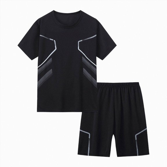 Leey-World Boys Clothes 5t Boys 2 Piece Athletic Outfits Short Sleeve Sport T-shirt and Shorts Summer Casual Clothes for 6-12 Years Boys Size 6-7 Casual Outfit Sets(Black,13-14 Years)
