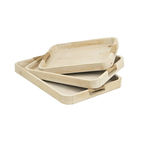 

Cheungs Set Of 3 Curved White Wood Trays