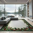 thumbnail image 2 of ODIKA 8'x10' Washable Area Rug Round Leaves Rings Festive Botanical Snake Motif Border Circle for Dining Room, Large Office, Lounge, Non-Slip Chair-Friendly Mat, 2 of 7