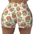 thumbnail image 2 of Lsque Frog Hold Strawberry Pattern High Waisted Biker Shorts for Women-Tummy Control Fitness Athletic Workout Running Yoga Gym Shorts,Moisture-Wicking-Small, 2 of 9