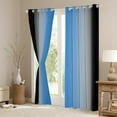 thumbnail image 3 of Blue Darkening Drapes (2 Panels, 52 x 63 Inch) Ombre Black Curtains for Bedroom Living Room for Kids Decor Gradient Style 30%-50% Blackout Curtains Abstract Window Treatments, 3 of 8