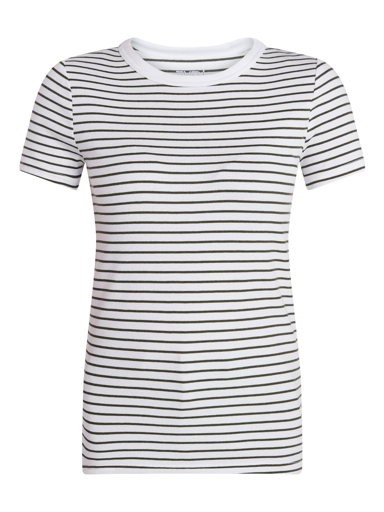 Time and Tru Women's Ribbed Tee with Short Sleeves, Sizes XS-XXXL