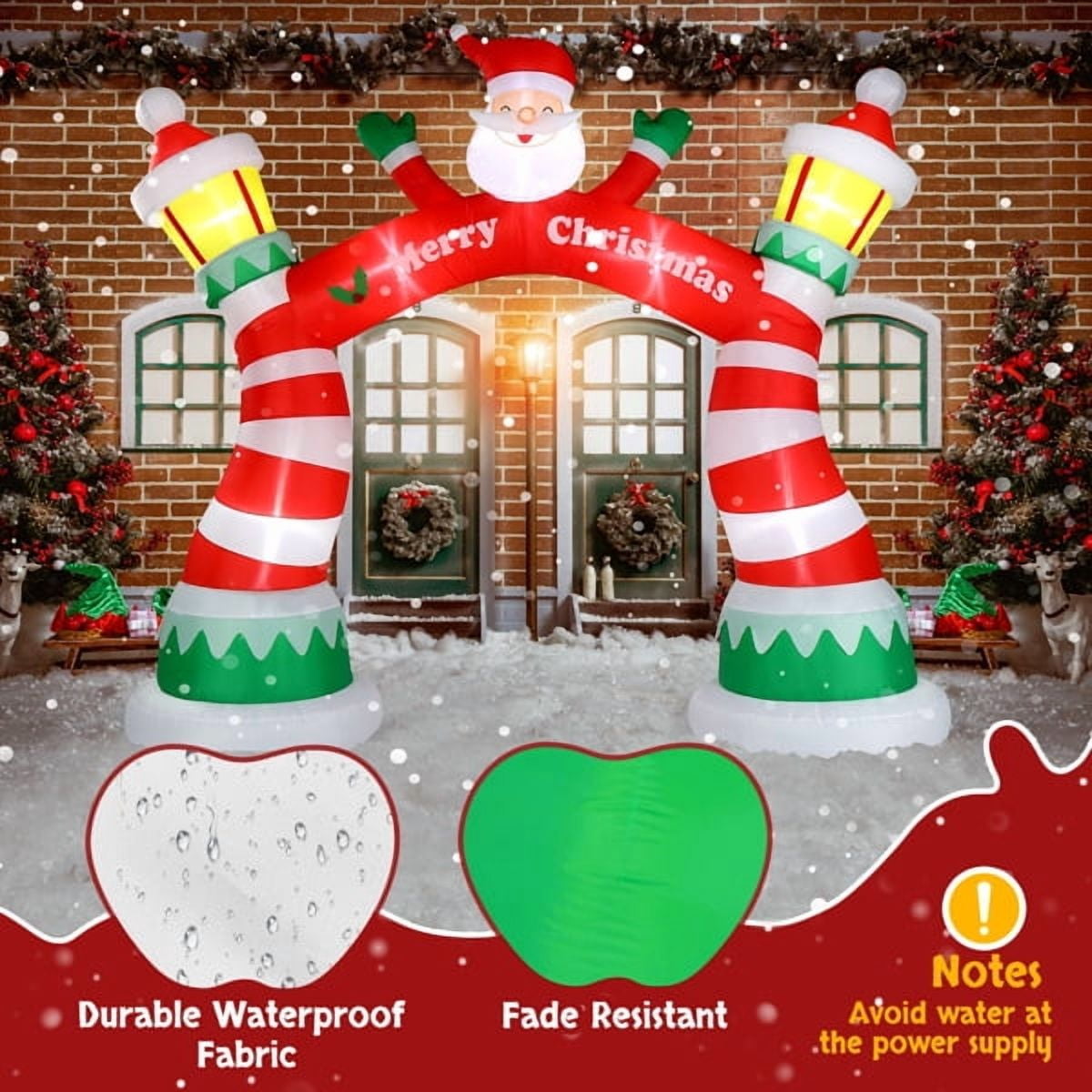 8.9FT Christmas Inflatable Archway, Built-in LED Lights, Waterproof Polyester, Indoor/Outdoor Yard/Store Holiday Decor