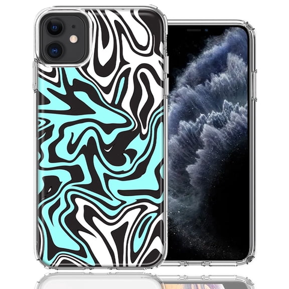 MUNDAZE For Apple iPhone 12 Mini Mint Black Abstract Design Double Layer Phone Case Cover
