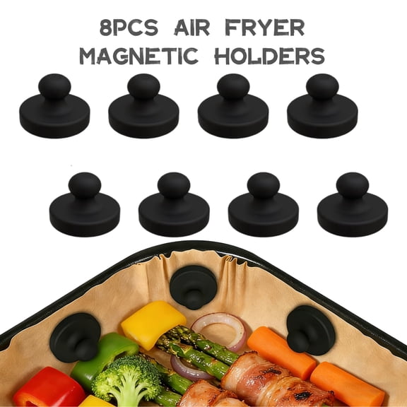 8PCS Air Fryer Magnetic Holders for Parchment Paper, Silicone Air Fryer Accessories to Keep Liners in Place, Compatible with Most Air Fryer Baskets