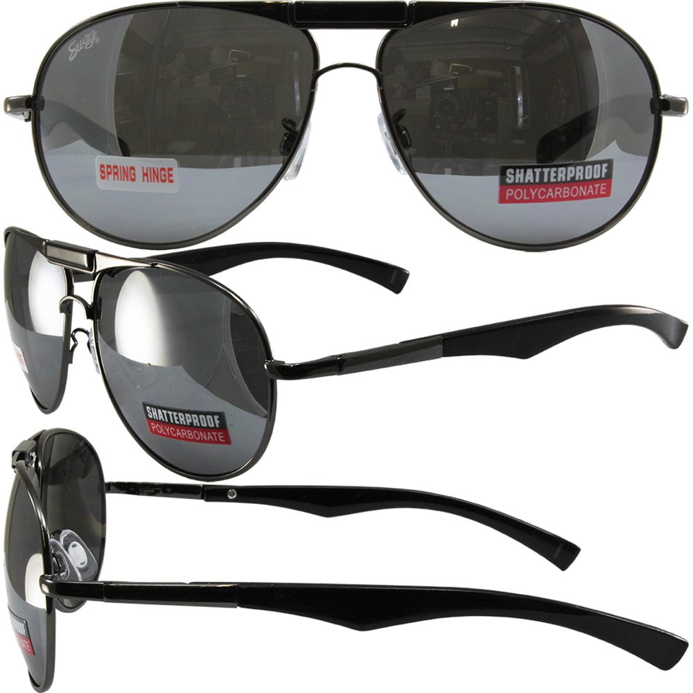 Swag Aviator C Sunglasses Gunmetal Trimmed Frames with Flash Mirror