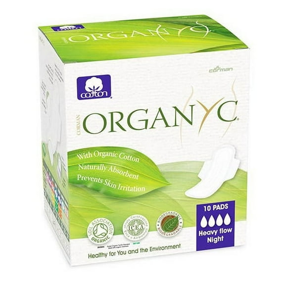 Organyc 100% Organic Cotton Pads Night Wings, 10 Ea, 3 Pack