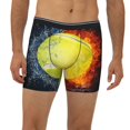 thumbnail image 2 of Cauagu Tennis Ball In Fire And Water Print Men's Boxer Briefs, Funny & Cute Underwear Elastic Waistband Briefs Ideal Gift for Men,1-Pack, 2 of 7