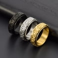 thumbnail image 4 of Stainless Steel Celtic Triangle Knot Turnable Ring Neutral Style Men's Personality Jewelry Circumference: 57mm Diameter: 18.2mm -1 item Gold, 4 of 10