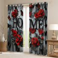 thumbnail image 2 of Rideau de Fenêtre Roses Rouges, Rideau Floral Romantique Papillon Noir de Jardin pour Adultes Adolescents Enfants, Rideaux de Fenêtre Planche en Bois Vintage Rustique de Ferme de 2 Panneaux pour Décoration de Chambre, 38wx54l Pouces, 2 of 6