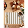 thumbnail image 5 of Beige Striped Placemats Set of 4, Modern Farmhouse Beige White Stripes Placemats for Dining Table, Place Mats for Kitchen Tabletop, Waterproof Wipeable Dining Table Mats Set, 5 of 9