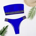 thumbnail image 4 of Sngxgn Women Swimsuit Bikini Set High Waisted Drawstring Two Piece Bathing Suit(Blue,M), 4 of 5