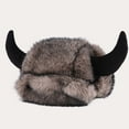 thumbnail image 5 of Sunvit-Panties Faux Faux Fur Viking Trapper Hat - Coffee, One Size Fits Most Warm Winter Headgear with Soft Horns, Women and Men Plush Cold Weather Hat for Daily/Outdoor/Cosplay,Size Free Size, 5 of 9