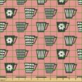 thumbnail image 2 of Ambesonne Mid-Century Modern Fabric by the Yard Upholstery, Abstract Cups, 5 Yards, Coral Dark Taupe, 2 of 5