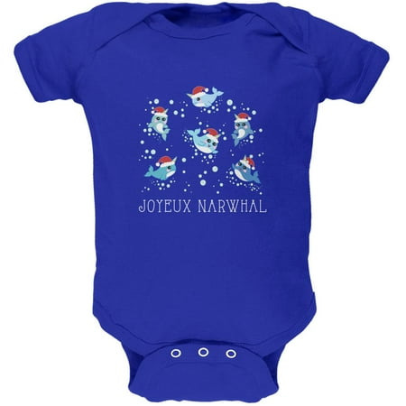 

Christmas Joyeux Narwhal Noel Soft Baby One Piece Royal 0-3 M