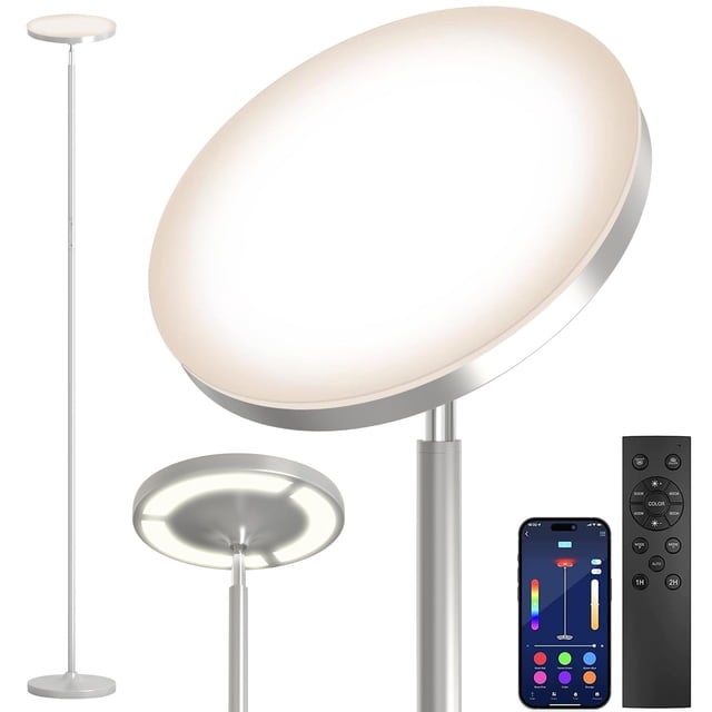 Lámpara de pie LED Keepsmile Silver con iluminación lateral doble 36 W