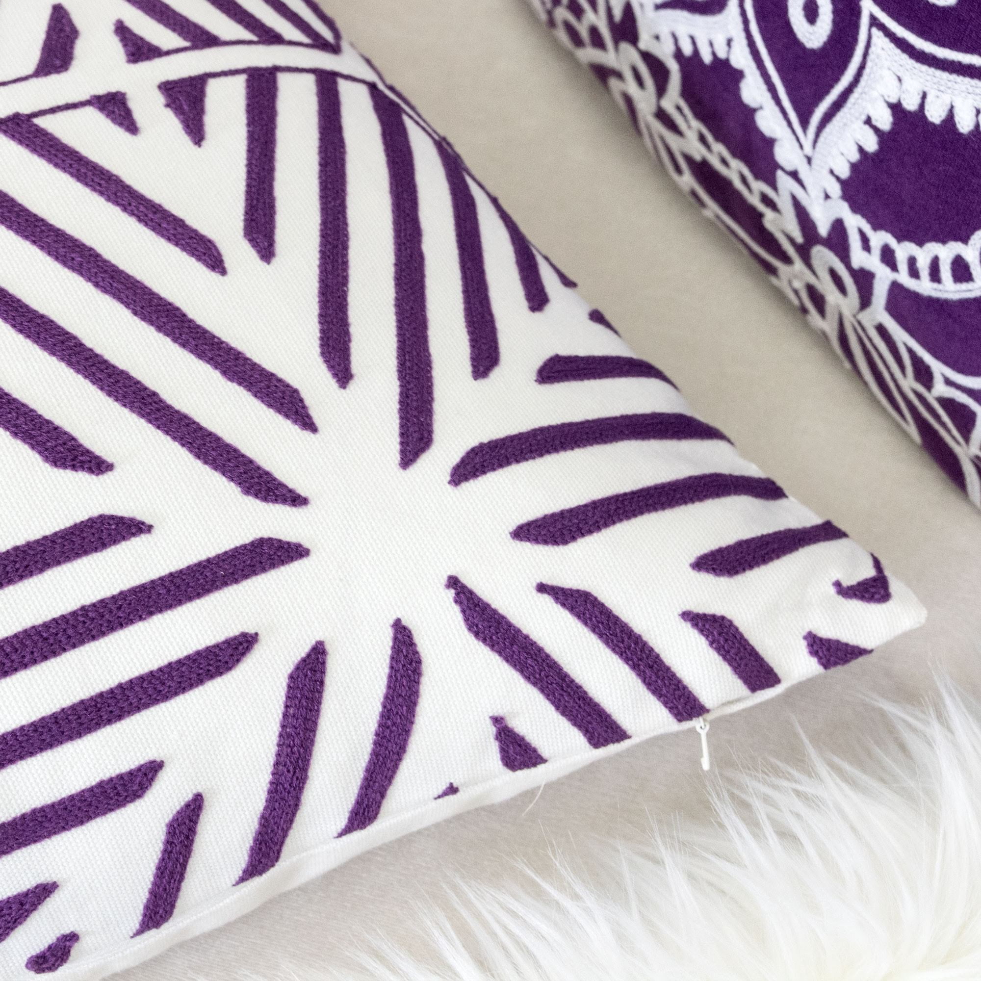 Lilly Purple Abstract Polyester 20 in. x 20 in. Throw Pillow (Set of 2)